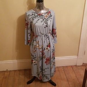 Teal floral dress